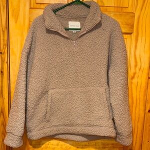 American Eagle Outfitters Tan Sherpa Pullover